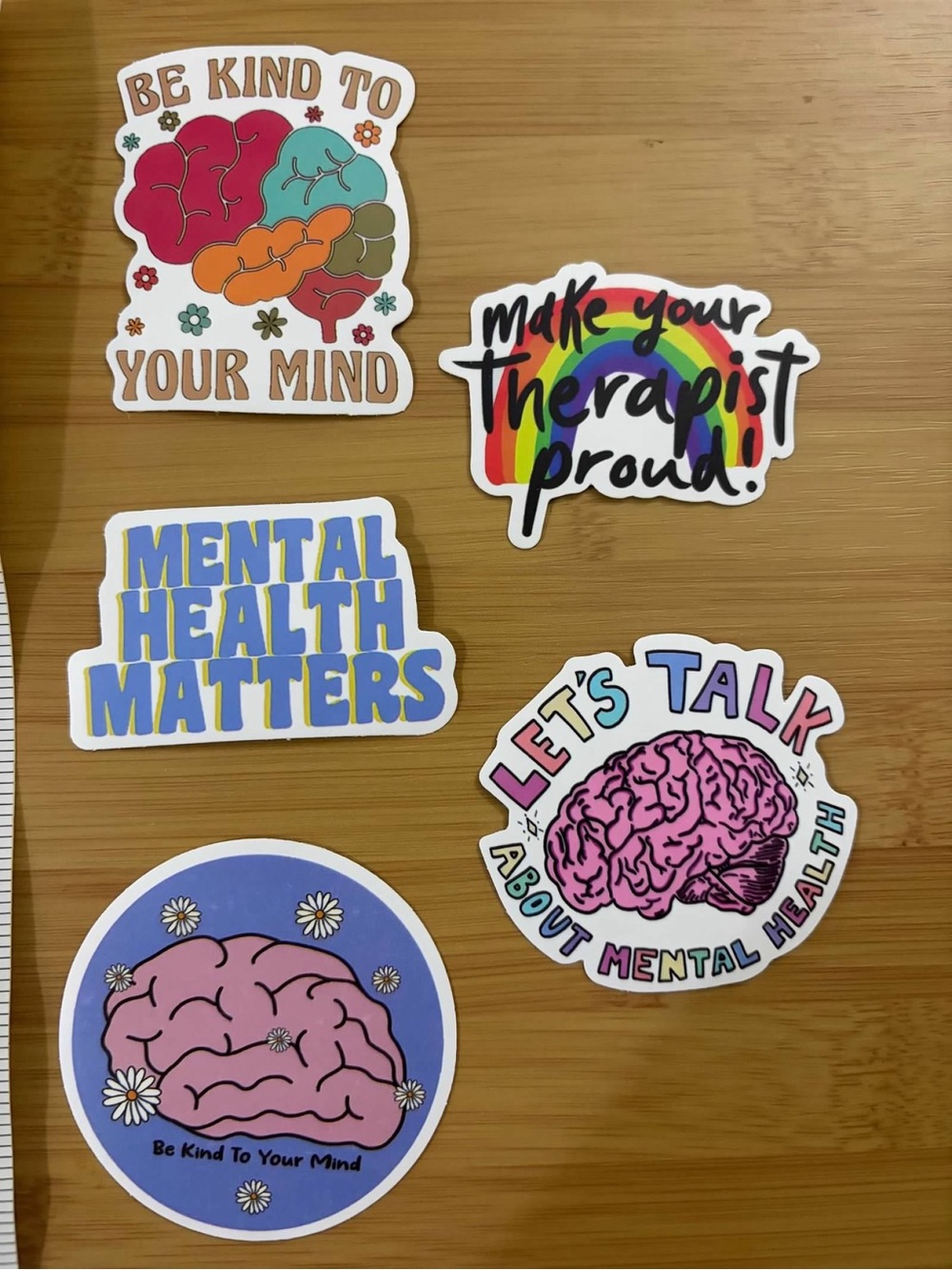 Mental Health Sticker Pack - Multicolor Brain Designs